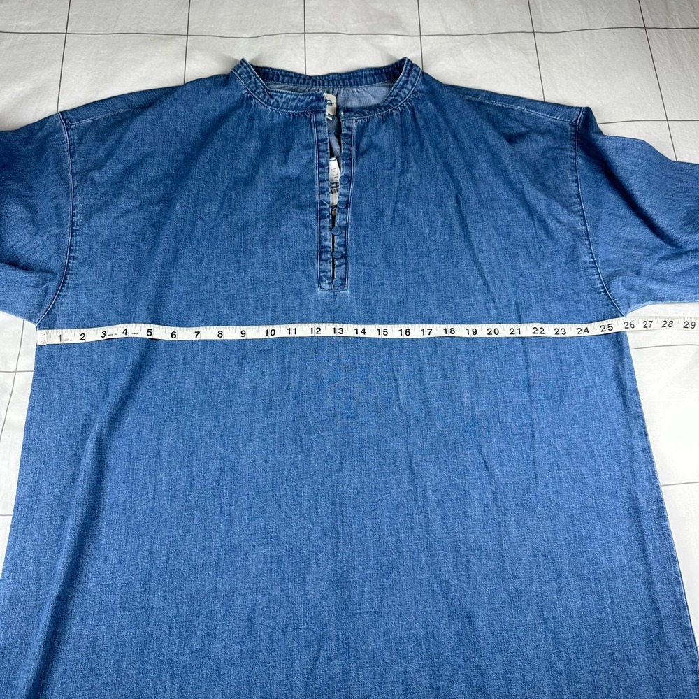 J. Crew Dress Womens 2X Blue Indigo Denim Button Up Shift Chambray New Casual - Picture 8 of 10